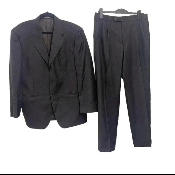 Ermenegildo Zegna  men’s vintage dark brown striped preppy casual luxury suit 54 - Picture 1 of 16